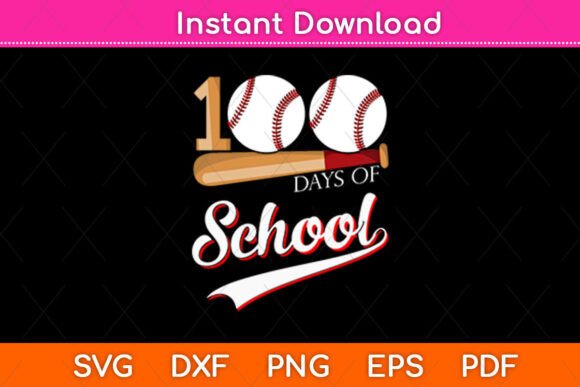 100 Days of School Baseball Svg Design
