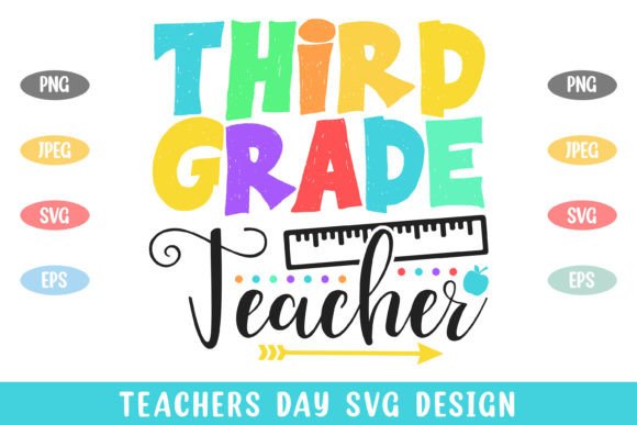 3rd Grade Teacher Colorful Teachers Day SVG for Website and Editorial Design
