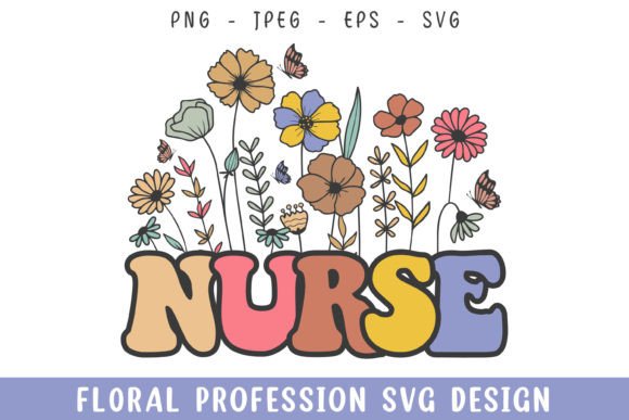 Floral Nurse Vintage Flower Profession Graphics for Creative Publishing