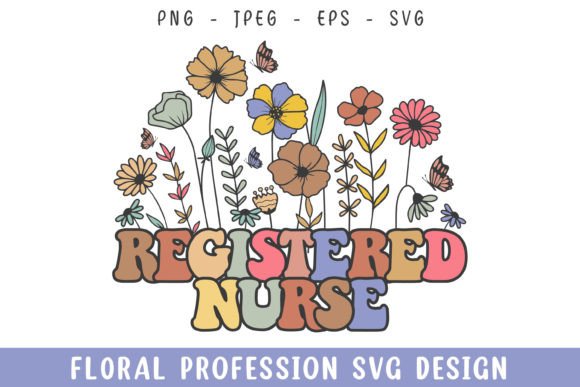 Floral Registered Nurse Vintage Flower: A Versatile Graphic Design Asset for Crafts and Branding