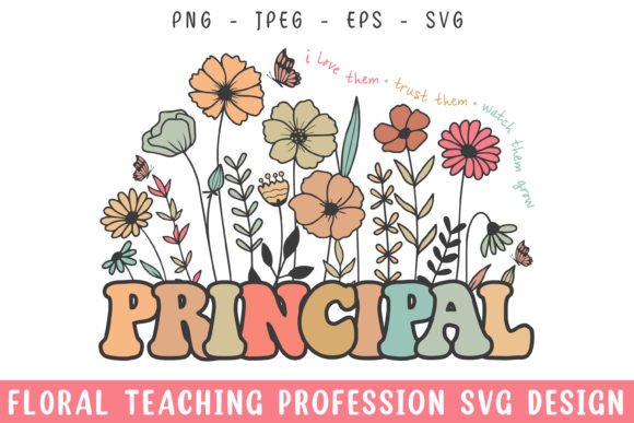 Floral School Principal Vintage Colorful: A Versatile Graphic Design Asset for Crafts