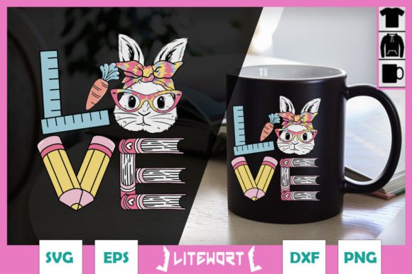 Love Easter Bunny Teacher Rabbit SVG