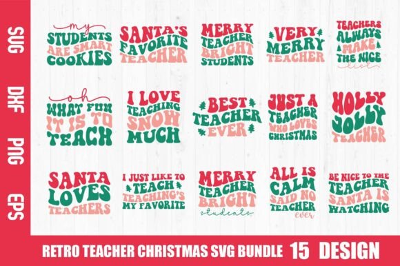 Retro Teacher Christmas SVG Bundle