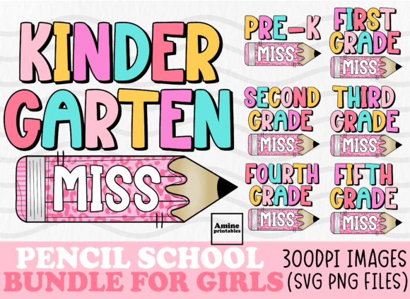 School Girl Pink Pencil Teacher Set SVG: Graphics for Crafts