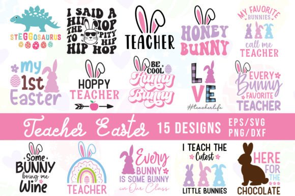 Teacher Easter Svg Bundle, Retro Quotes