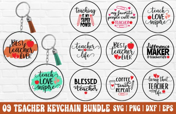Teacher Keychain SVG PNG Bundle: A Practical Graphic Design Asset for Crafts